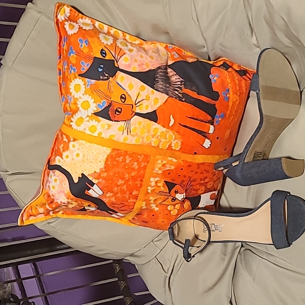 Jean material shoes. Wore one time. Size 7.